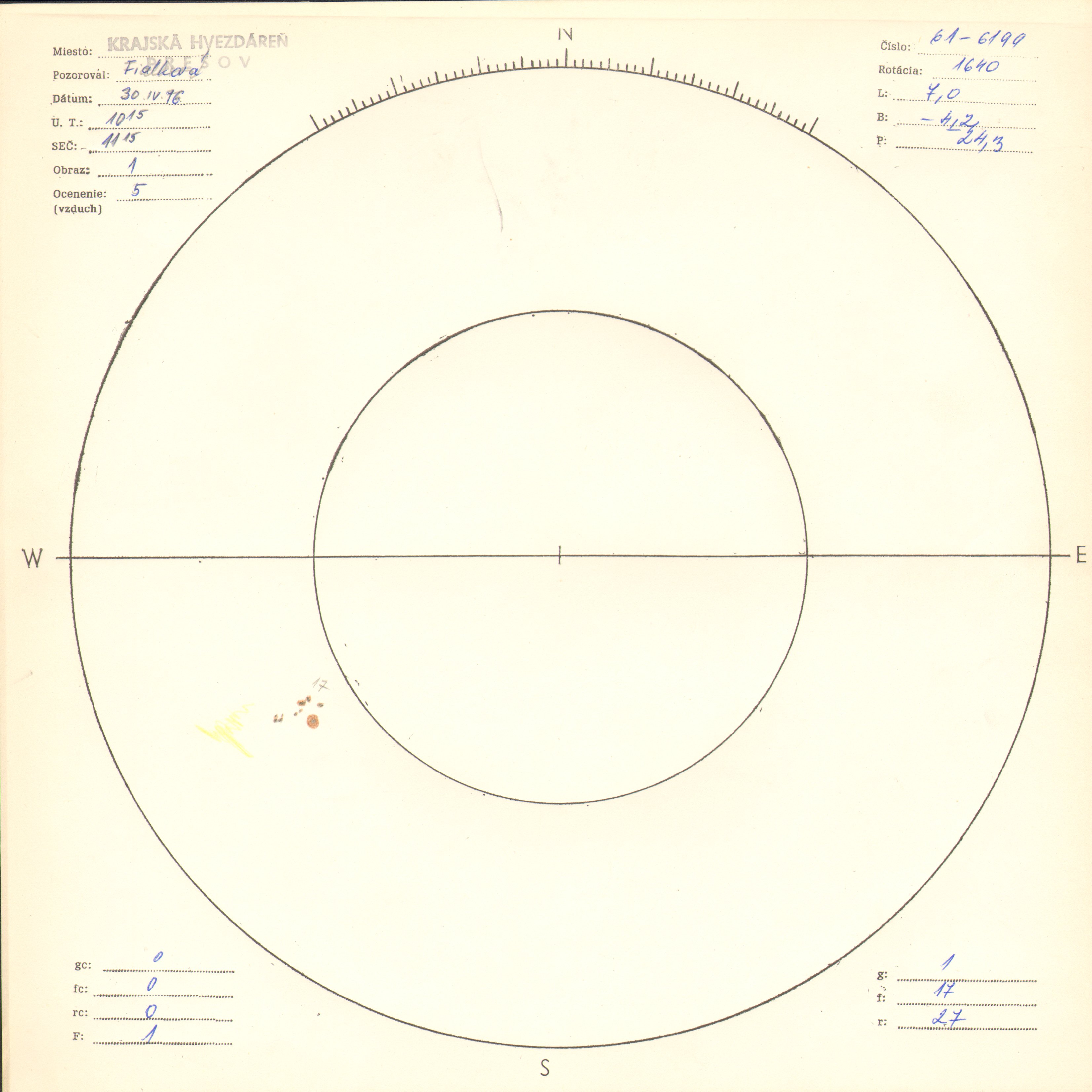 Obrázok zákresu Slnka na deň 30.04.1976